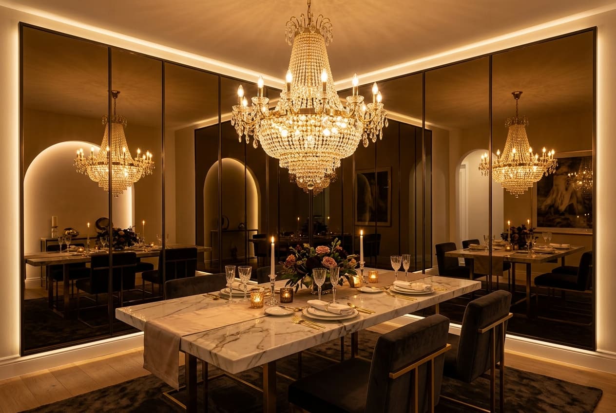 Dining Room — Tinted Bronze Mirror Paneling After