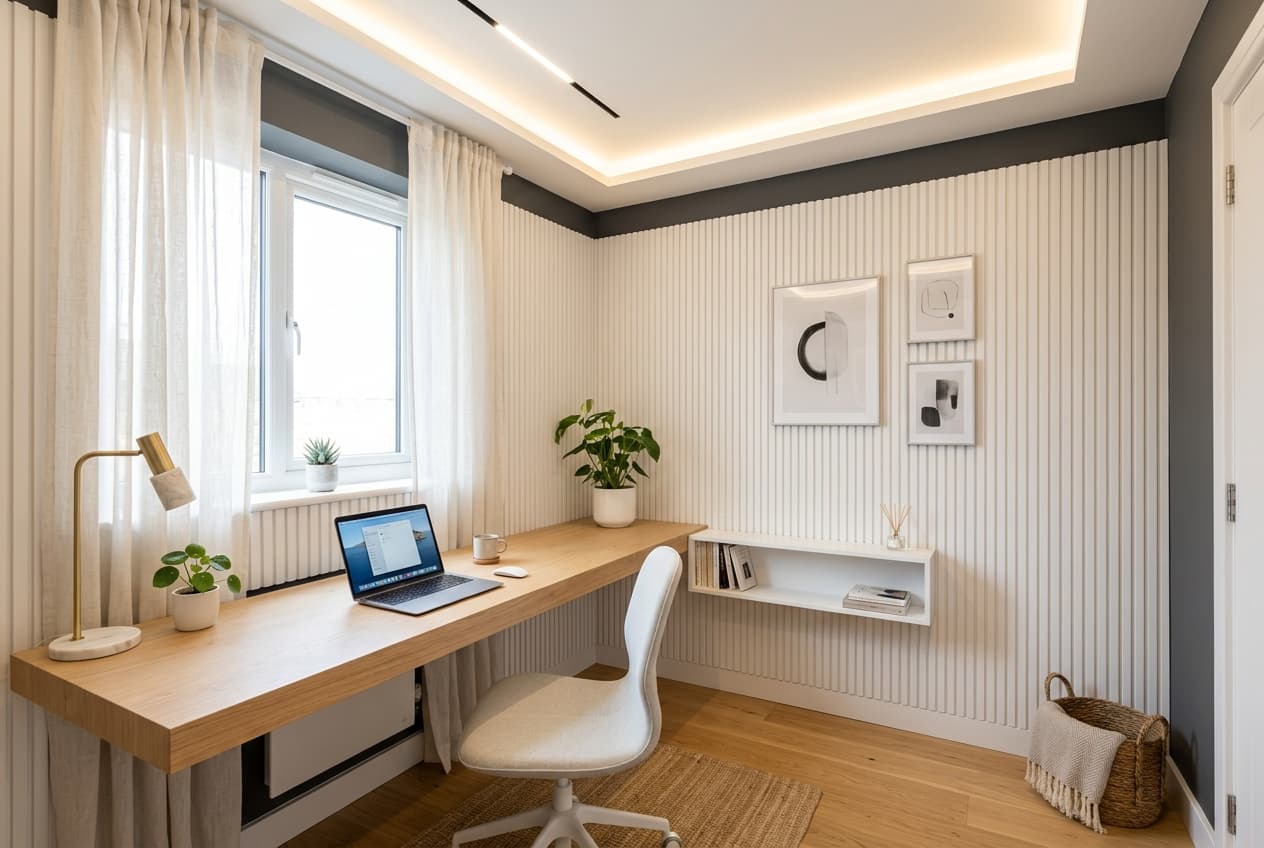 Guest Office — Bright Fluted Minimalism After